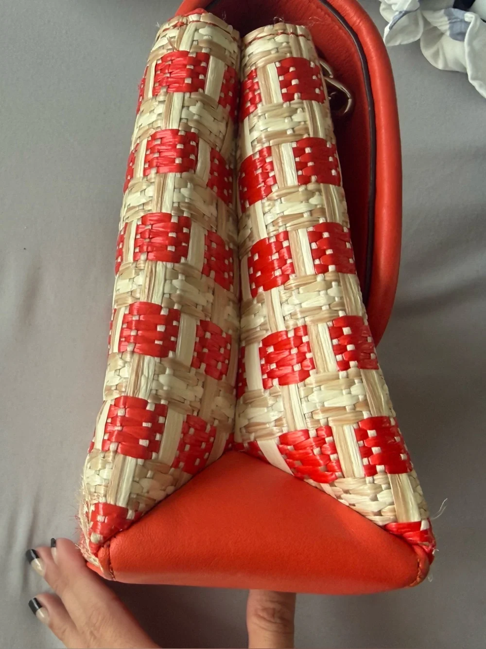 Kate Spade Natalia Woven Orange and Cream Shoulder Bag Crossbody